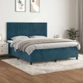 vidaXL Posteľný rám boxsping s matracom tmavomodrý 160x200 cm zamat