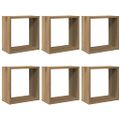 vidaXL Nástenné poličky v tvare kocky 6 ks 30x15x30cm kompozitné drevo