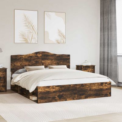 vidaXL Rám postele Dymová dub 200 x 200 cm Masívne borovicové drevo