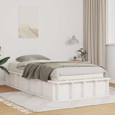 vidaXL Rám postele Biela 90 x 200 cm Masívne borovicové drevo