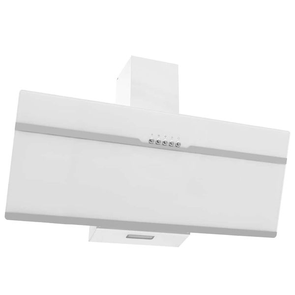 vidaXL Nástenný digestor 90 cm, nehrdzavejúca oceľ+tvrdené sklo, biely