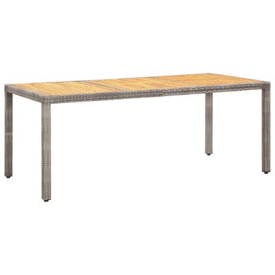 vidaXL Záhradný stôl sivý 190x90x75 cm polyratan a akáciový masív