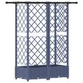 vidaXL Vyvýšený záhon s mriežkou a strechou Sivá 124 x 40 x 121 cm PP