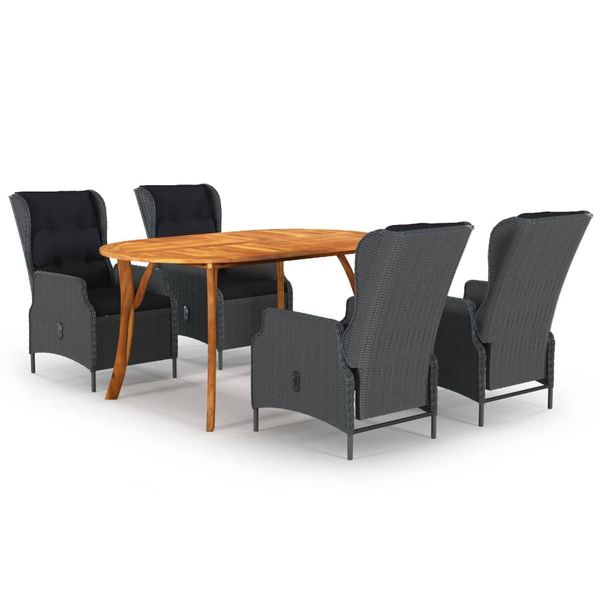 vidaXL 5-dielna záhradná jedálenská súprava tmavosivá