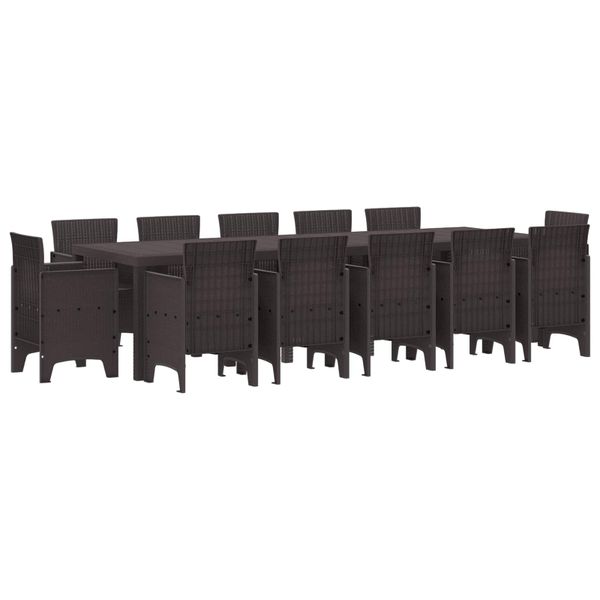 vidaXL Záhradný jedálenský set 13 pcs Hnedá Poly ratan
