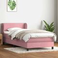 vidaXL Posteľný rám boxsping s matracom ružový 80x220 cm zamat
