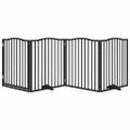 vidaXL Brána pre psa dvere sklad. 4 panely čierna 320cm topoľové drevo
