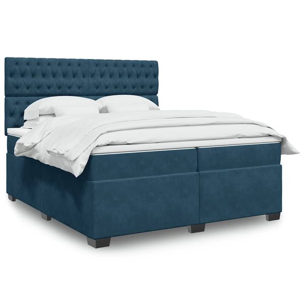 vidaXL Posteľný rám boxsping s matracom modrá 200x200 cm zamat