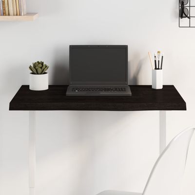 vidaXL Stolová doska tmavohnedá 80x40x(2-4) cm ošetrený dubový masív