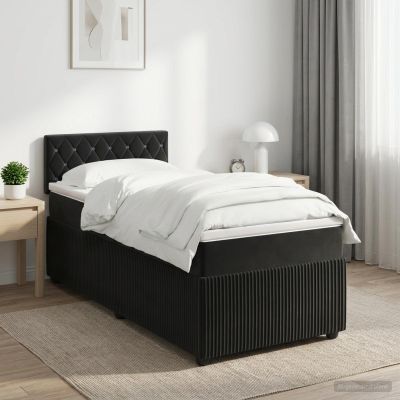 vidaXL Posteľ boxspring s matracom Čierna 100 x 200 cm Zamat