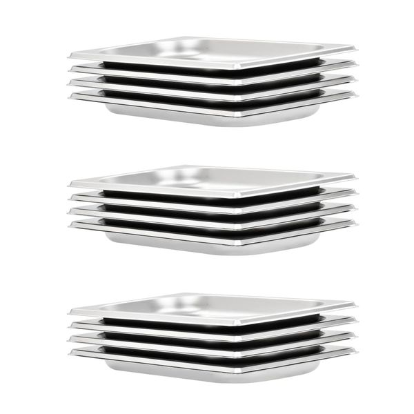 vidaXL Gastronádoby 12 ks, GN 1/4, 20 mm, nehrdzavejúca oceľ