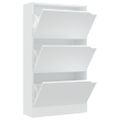 vidaXL Botník s 3 dvierkami biely 59x24x105 cm drevotrieska