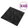 vidaXL Nástenné panely 48 ks 50 x 50 cm Diamond Čierny XPS Pena