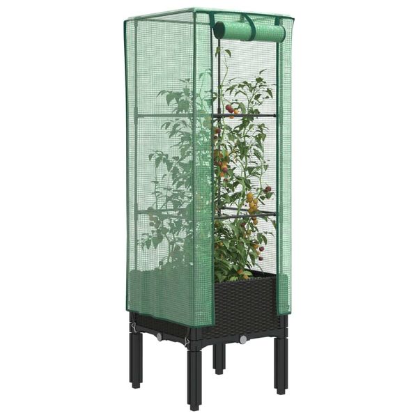vidaXL Záhon s krytom na skleník ratanový vzhľad 40x40x140 cm