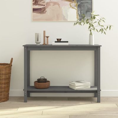 vidaXL Konzolový stolík sivý 110x40x80 cm masívne borovicové drevo