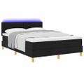 vidaXL LED box s pružinami s vankúšom Čierny 160 x 200 cm látka
