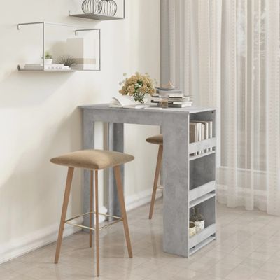 vidaXL Barový stôl s úložným regálom betónovo sivý 102x50x103,5 cm