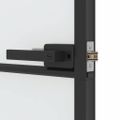 vidaXL Vnútorné dvere tenké čierne 76x201,5 cm tvrdené sklo a hliník