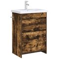 vidaXL Skriňa pod umývadlo do kúpeľne Dymový dub 56 x 37,5 x 81 cm