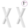 vidaXL Nohy k jedálenskému stolu v tvare X, 2 ks, biele, 70 x (72-73) cm, oceľové