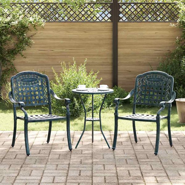 vidaXL Záhradná stolička 2 pcs Zelená 55 x 56,5 x 91cm Hliník