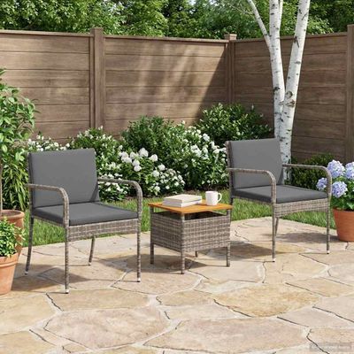 vidaXL Záhradný bistro set 3 ks Sivá polyratan