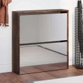 vidaXL Botník so zrkadlom 2-poschodový dymový dub 63x17x67 cm