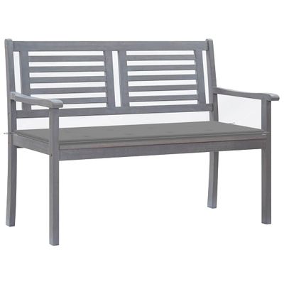 vidaXL 2-miestna záhradná lavica a vankúš 120cm sivá eukalyptové drevo