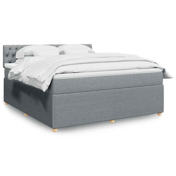 vidaXL Boxspring posteľ s matracom bledosivá 180x200 cm látka