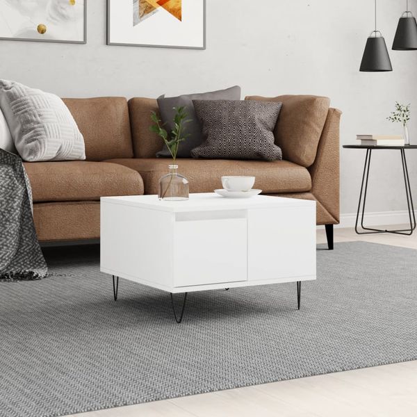 vidaXL Konferenčný stolík biely 55x55x36,5 cm spracované drevo