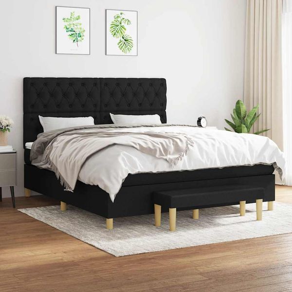 vidaXL Posteľný rám boxspring s matracom čierny 160x200 cm látka