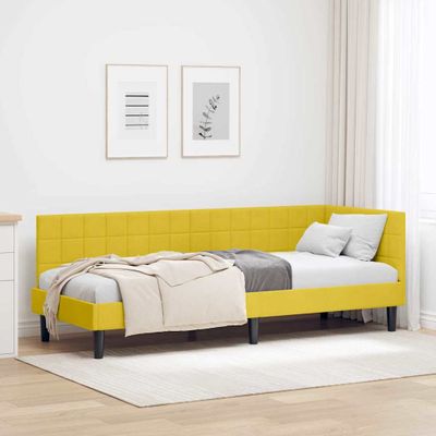 vidaXL Rohový rám postele s čelnou doskou Žltá 80 cm x 200 cm Zamat
