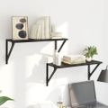 vidaXL Stenné police Nástenná montáž 2 ks Čierny dub 60 x 25 x 25,5 cm