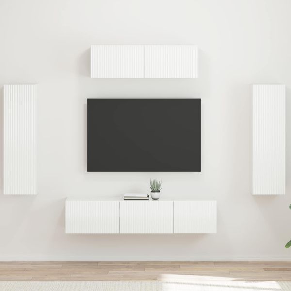 vidaXL TV skrinka 5 pcs Vysoký lesk bielej