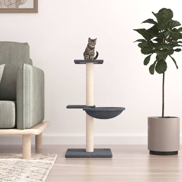 vidaXL Škrabadlo pre mačky so sisalovými stĺpikmi tmavosivé 72 cm