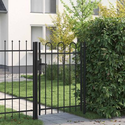 vidaXL Plotová brána BOXTEL jednokrídlová s klenutým vrchom, oceľ 1x1,2 m, čierna