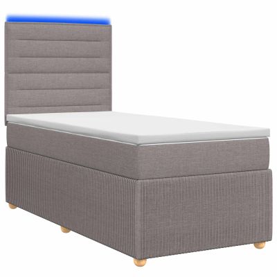 vidaXL LED boxspring posteľ s matracom Sivohnedá 90 x 190 cm Látka