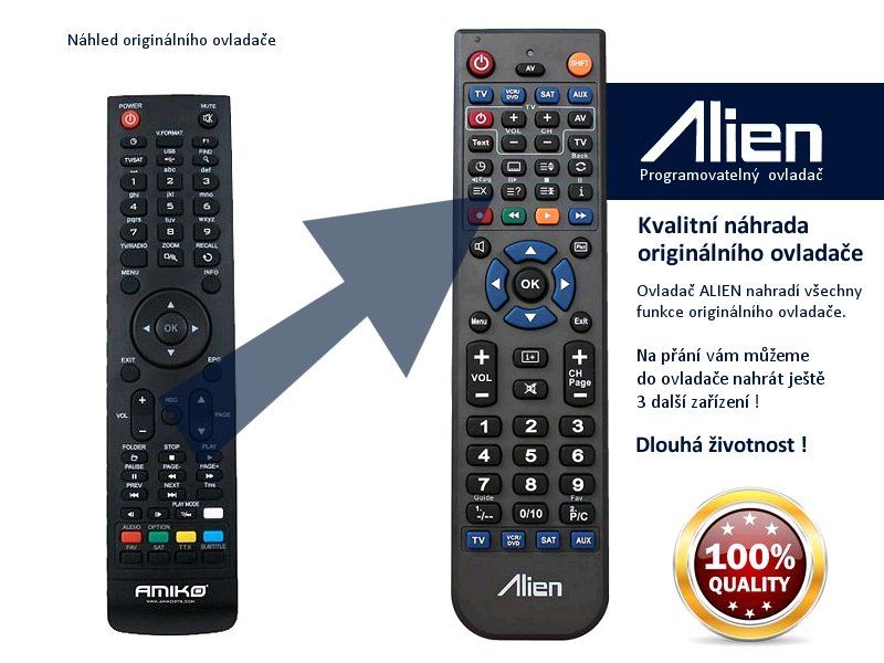 Dialkový ovládač ALIEN Amiko HD 8275+   - náhrada