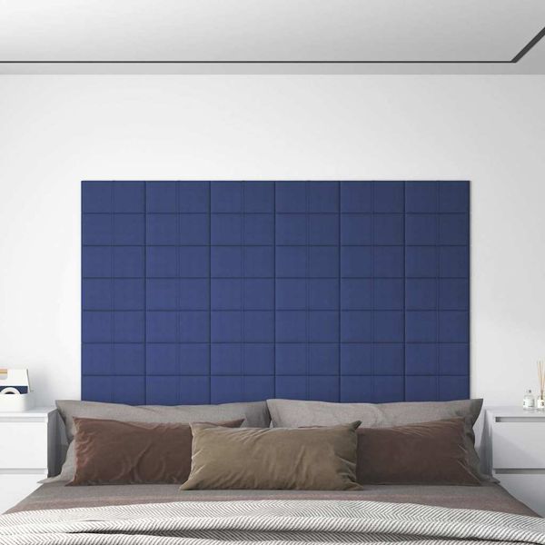 vidaXL Nástenné panely 12 ks modré 30x15 cm látkové 0,54 m²
