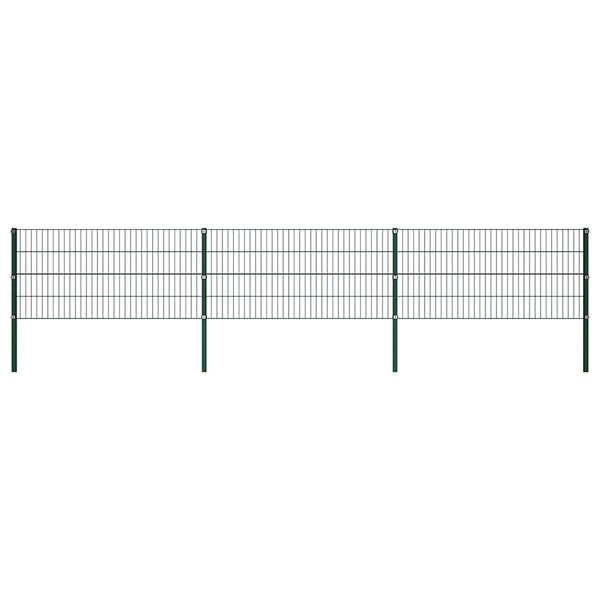 vidaXL Plotový panel so stĺpikmi, železný 522x80 cm, zelený