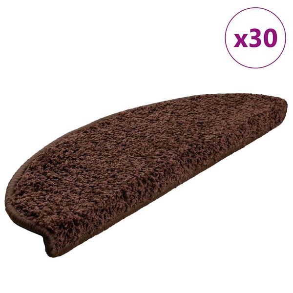 vidaXL Schodové rohože 30 ks 65x21x4 cm hnedé polkruhové veľké
