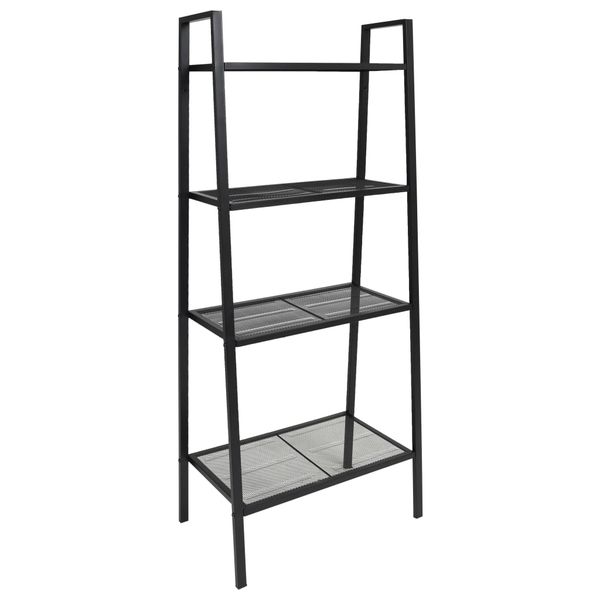 vidaXL Rebríková knižnica 4 úrovne kovová čierna