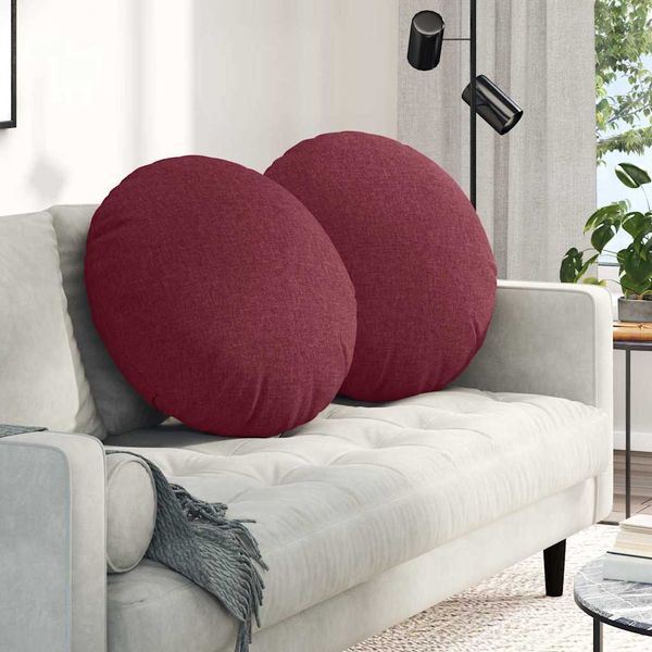 vidaXL Vankúše na sedenie 2 pcs Víno červené Ø60 x 21 cm látka