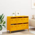 vidaXL Komoda horčicovožltá 101,5x39x73,5 cm oceľ valcovaná za studena