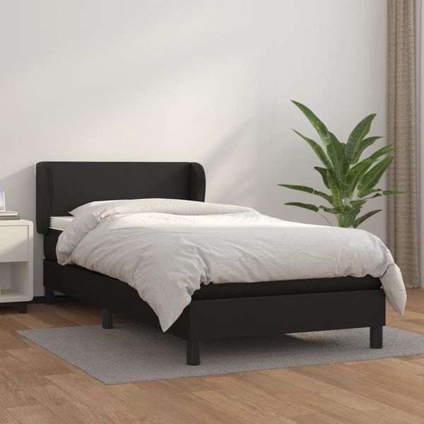 vidaXL Boxspring posteľ s matracom čierna 80x200 cm umelá koža