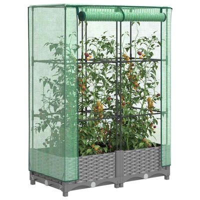 vidaXL Záhon s krytom na skleník ratanový vzhľad 80x40x123 cm
