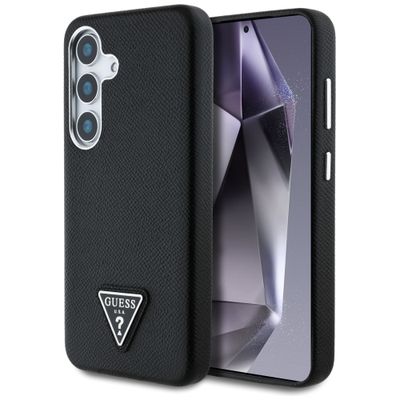 Etui Guess Grained Triangle Logo MagSafe do Samsung Galaxy S25 czarny