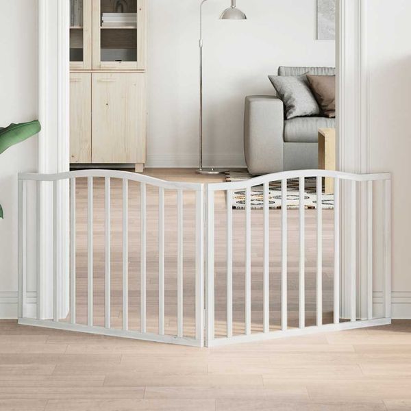 vidaXL Brána pre psa skladacia 2 panely biela 160 cm topoľové drevo