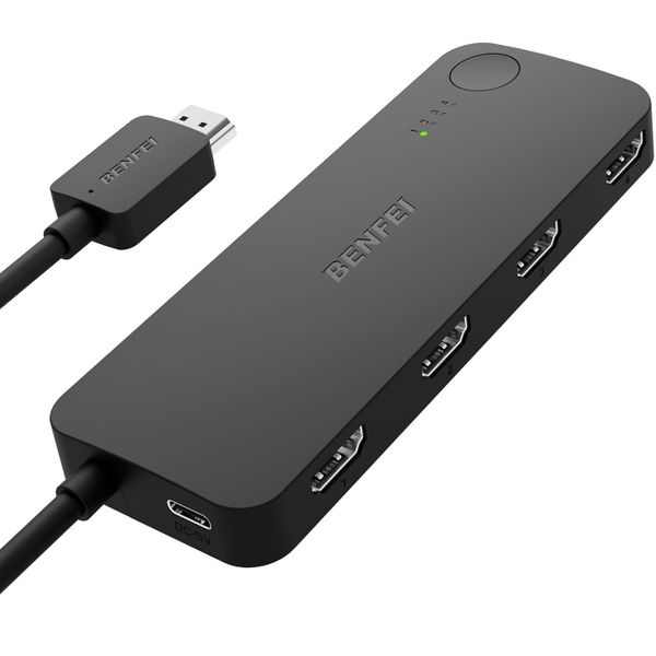 Prepínač BENFEI HDMI 4 porty 4K 60Hz 2K 144Hz HDCP 2.3 čierny