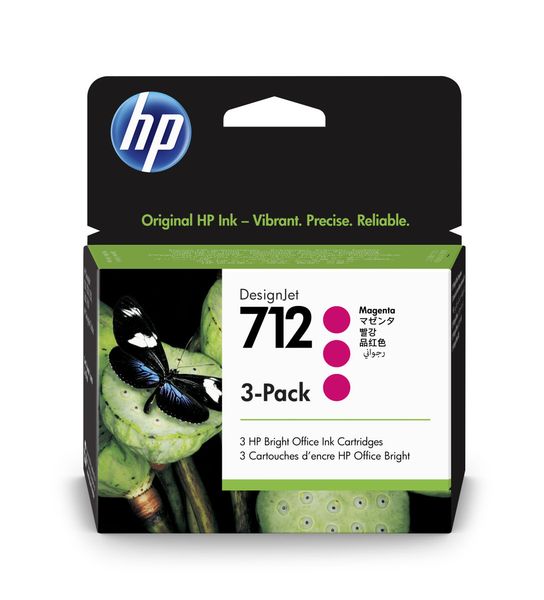 HP 712 Ink. náplň purpurová, trojbalenie, 3ED78A